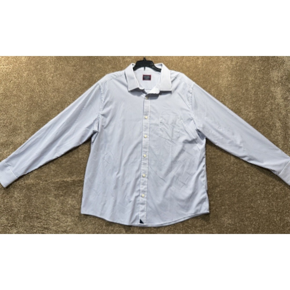 Untuckit Mens Shirt XXL Slim Fit Blue Striped Long Sleeve Button Down Stretch